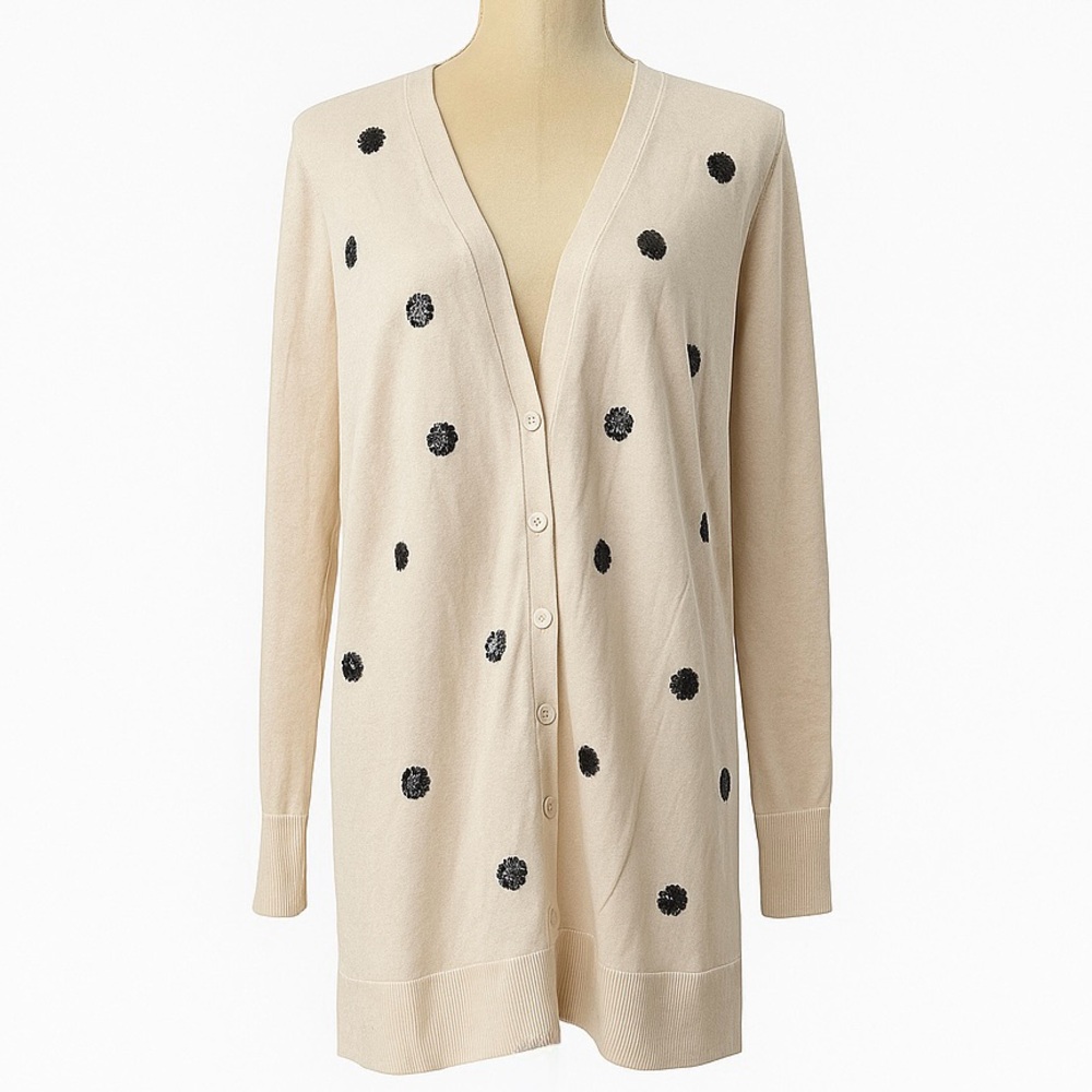 Old Navy Cream Cardigan with Sequin Polka Dot Details Sweater Women’s XL